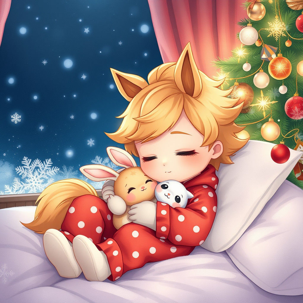 Chibi Boy with Horse Ears in Anime Style