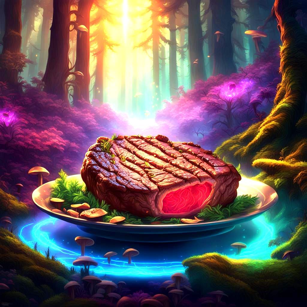 Detailed Steak in Fantasy Concept Art Style