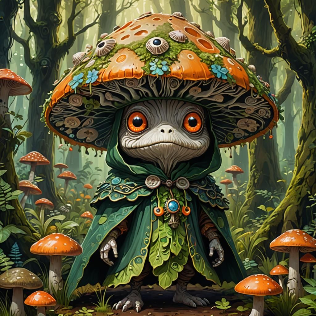 Enchanting Forest Creature with Mushroom Cap