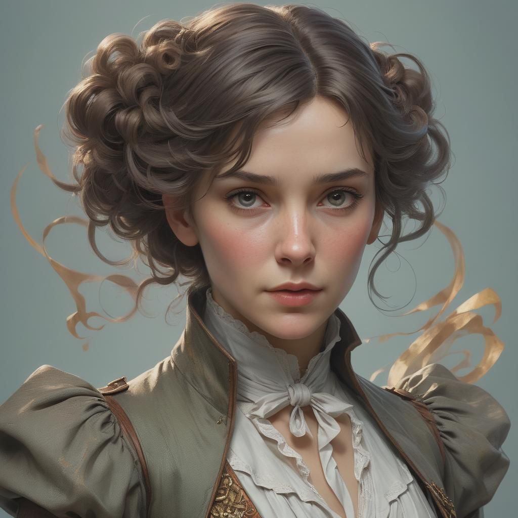 Female Sherlock Holmes Portrait in Art Nouveau Style