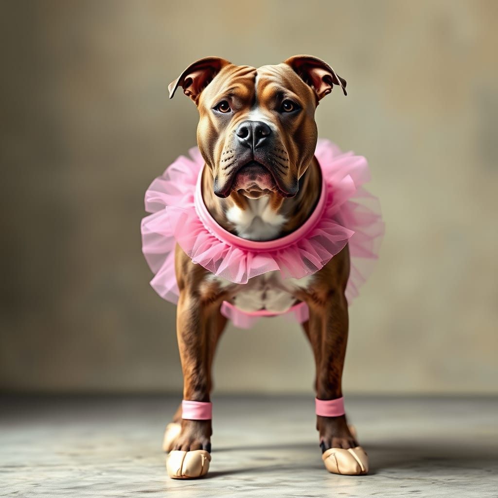 Pitbull Ballerina in Reluctant Pirouette