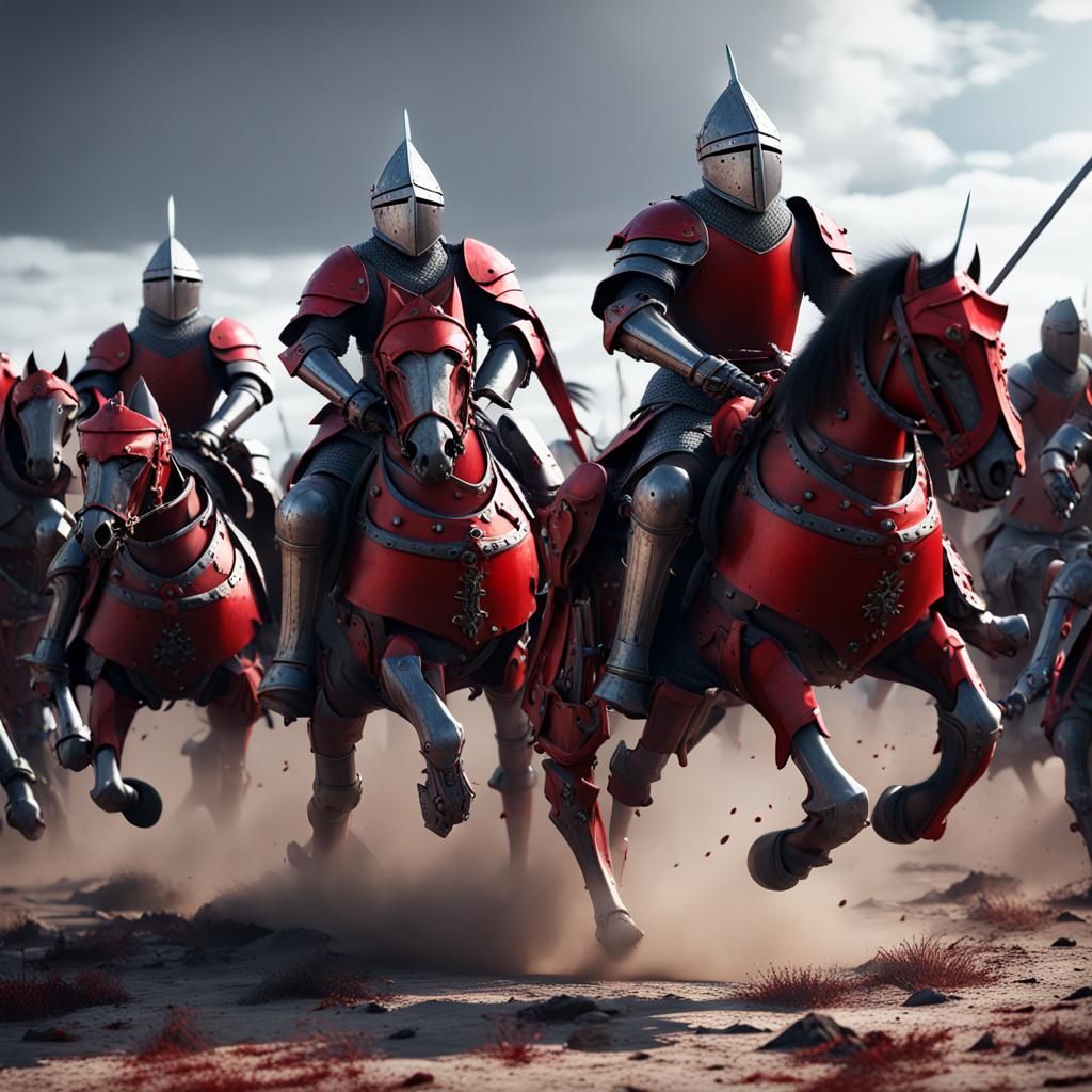Medieval Knights Clash in Epic Battlefield Scene