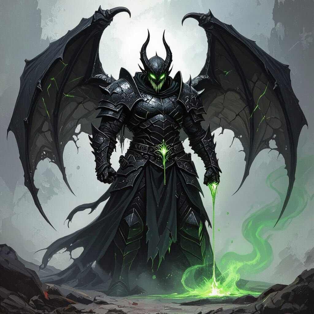 Menacing Half-Dragon Warrior in Dark Fantasy Style