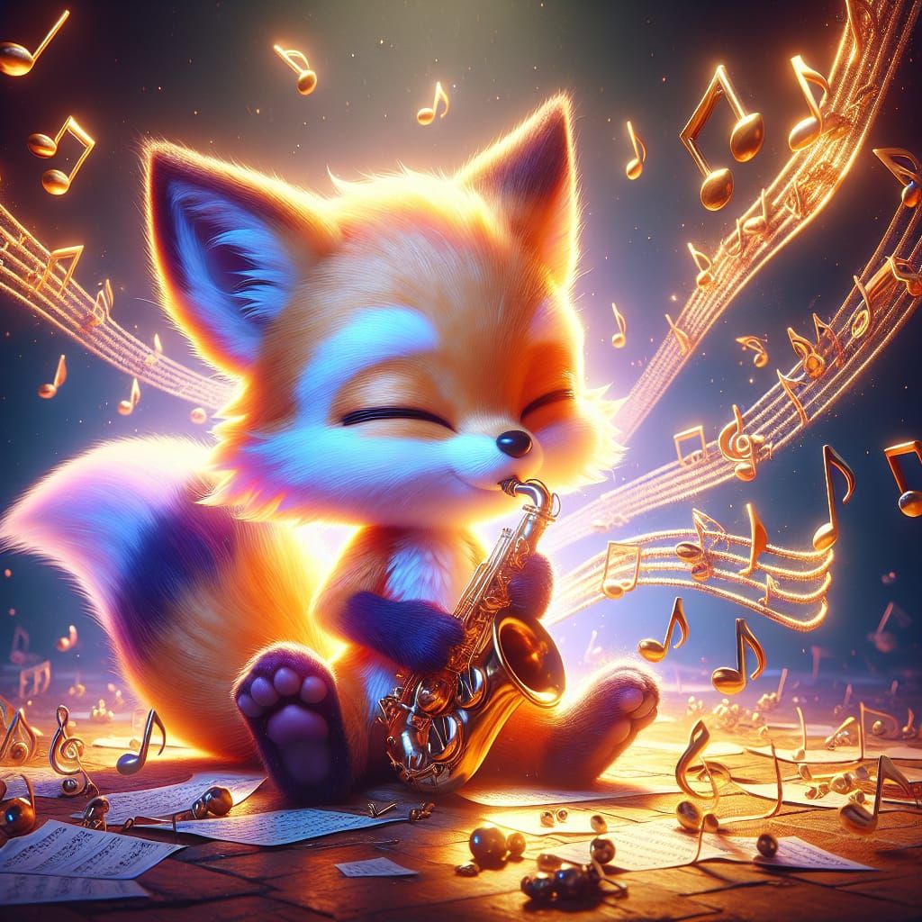 Fox playing the Saxophone🦊♥️❤️