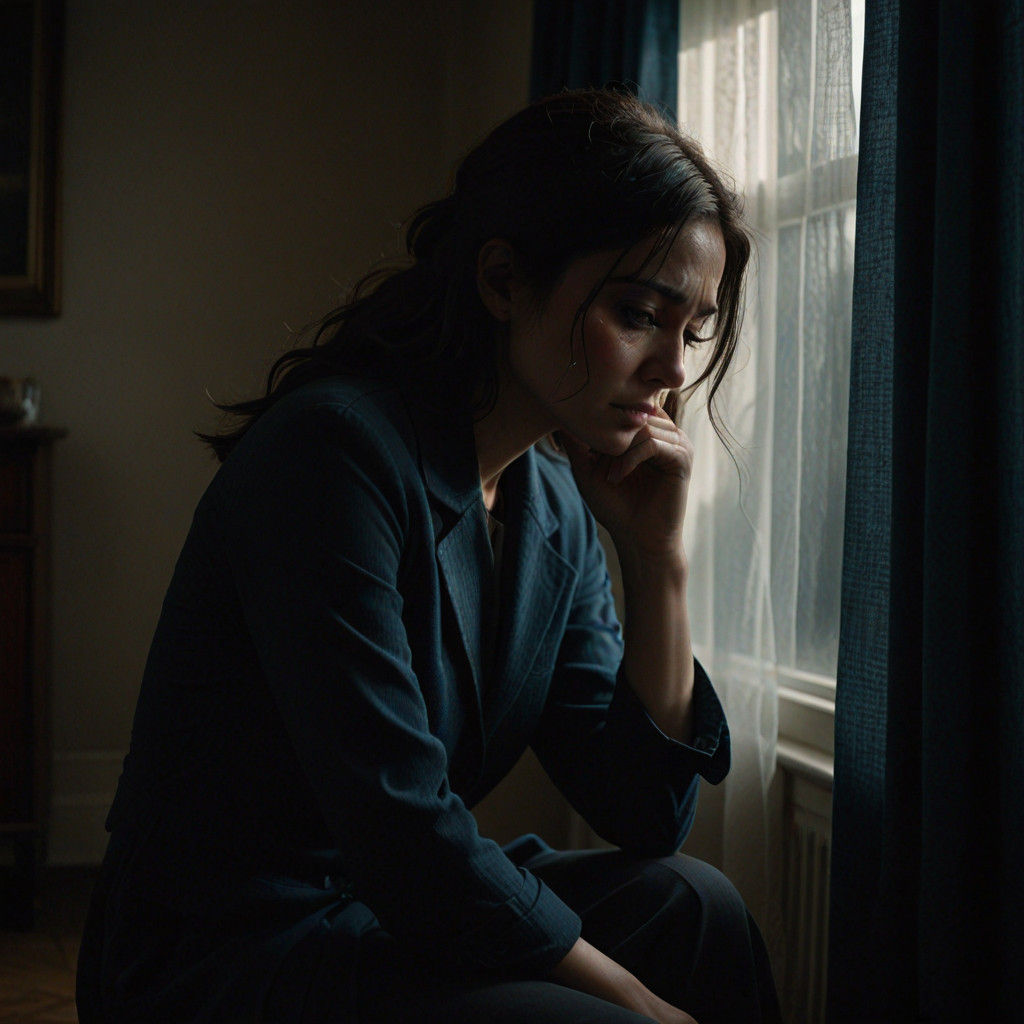 Melancholic Portrait in Moody Chiaroscuro