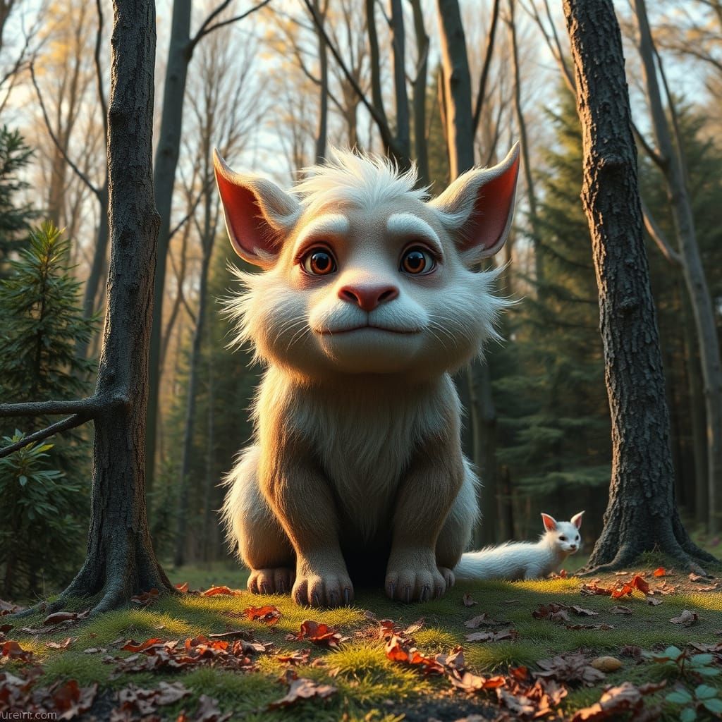 Mechové Zelené Creature Dances in the Forest