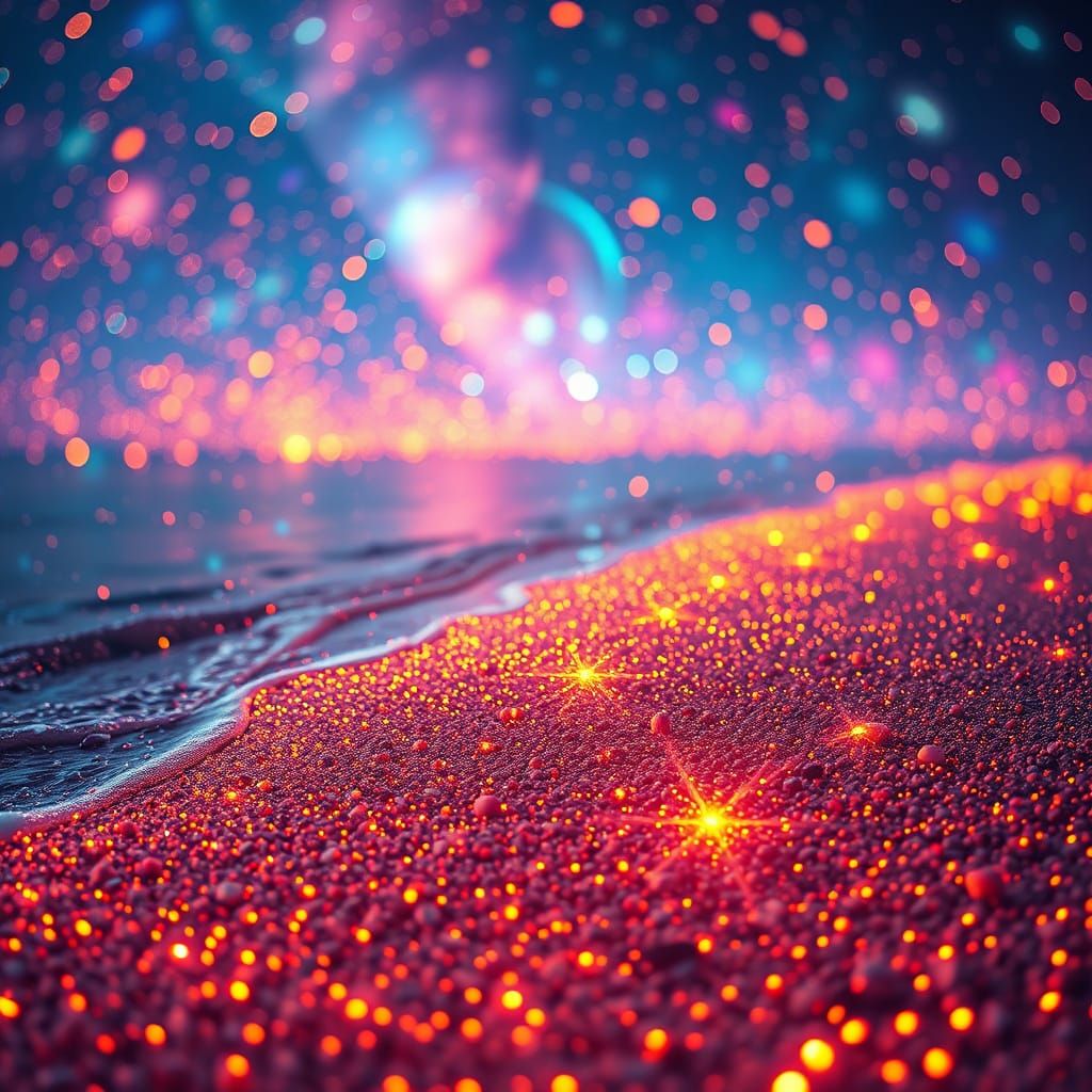 Particles of Light on Sea Shore in HDR