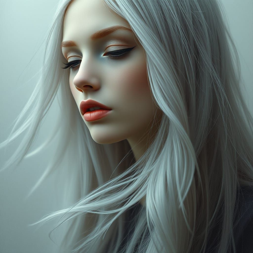 Ethereal Dream Woman in Soft, Shimmering Colors