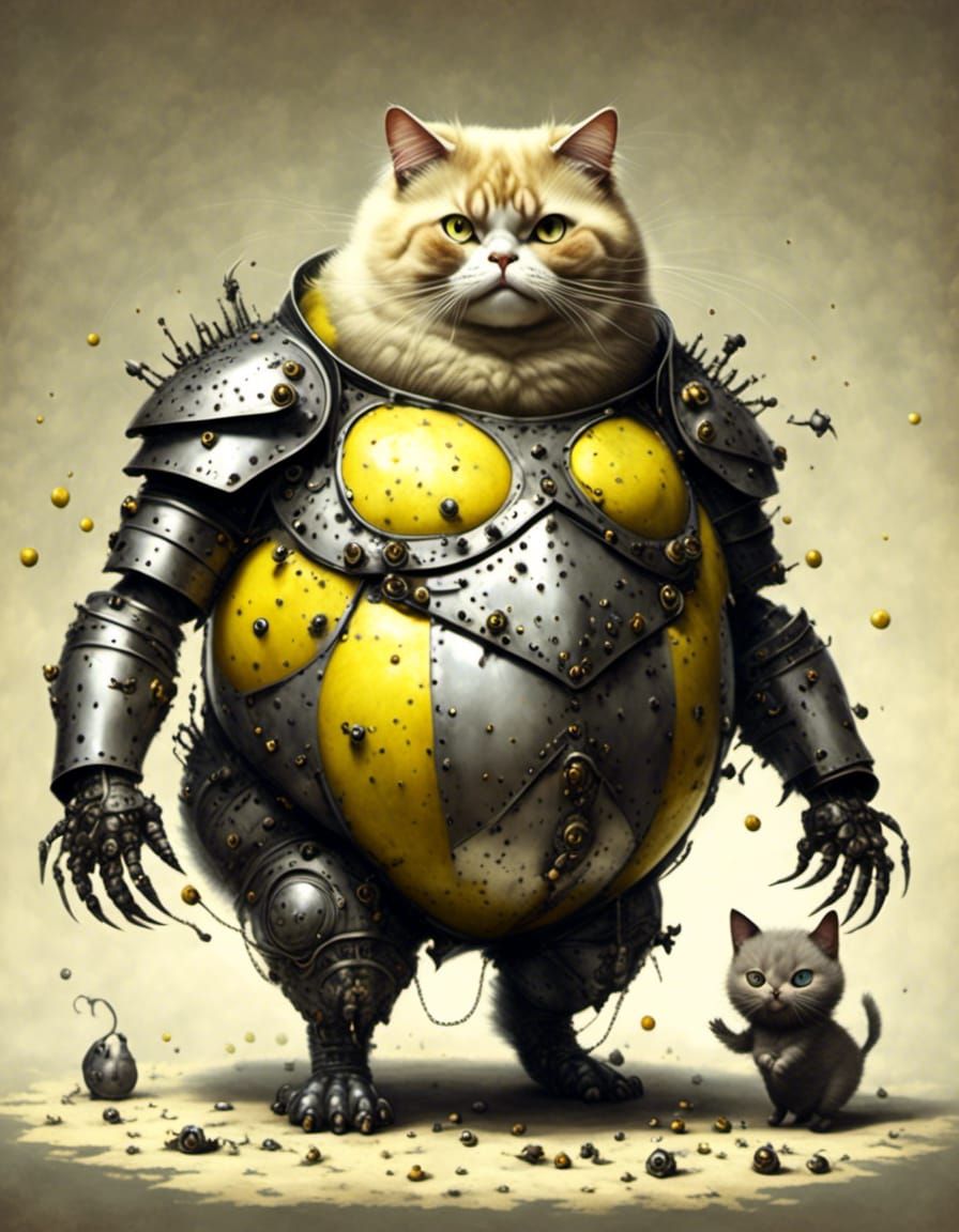 Obese Cat in Lemon Peel Armor