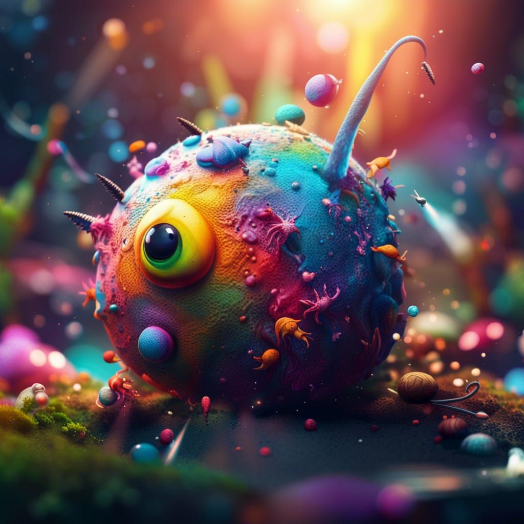 Exotic Planet with Alien Life in Hyperrealistic Splash Art