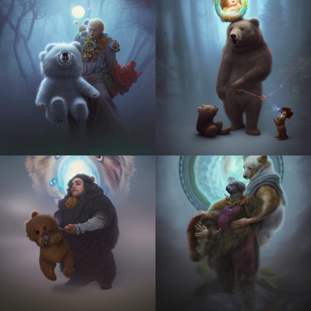 Druid and Bear Pet in Photorealistic Fantasy