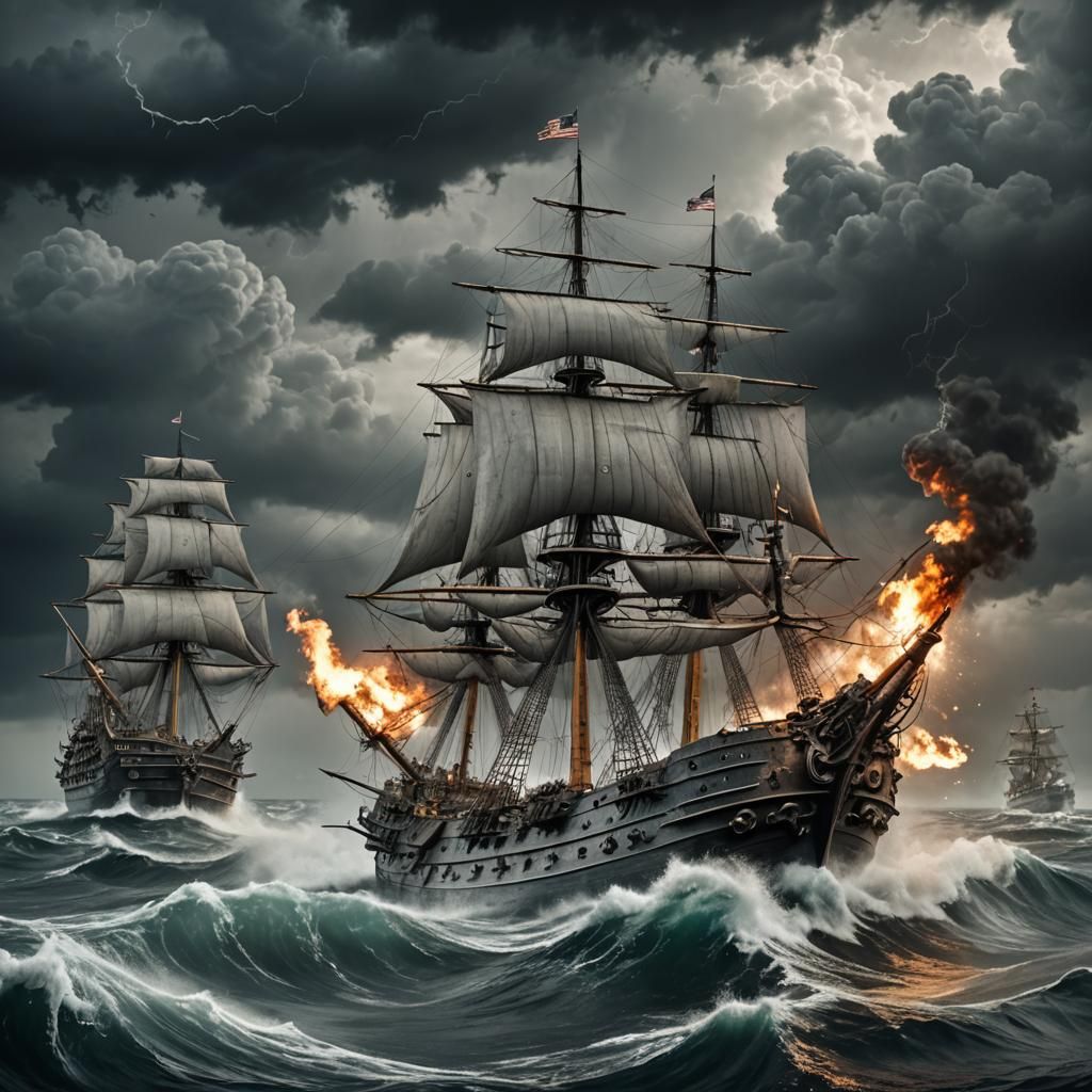 Warship vs Kraken in Stormy Seas
