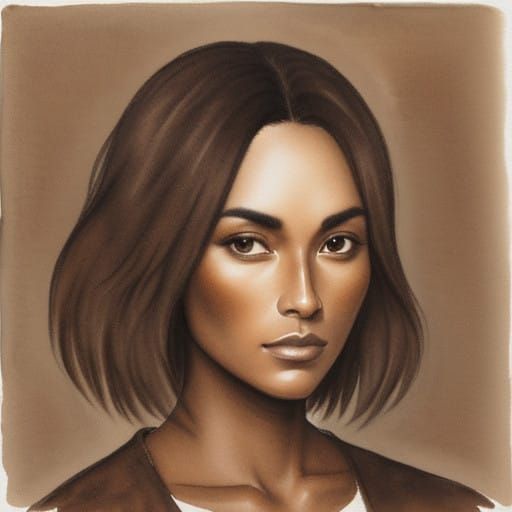 Watercolor Portrait in Earthy Brown Tones