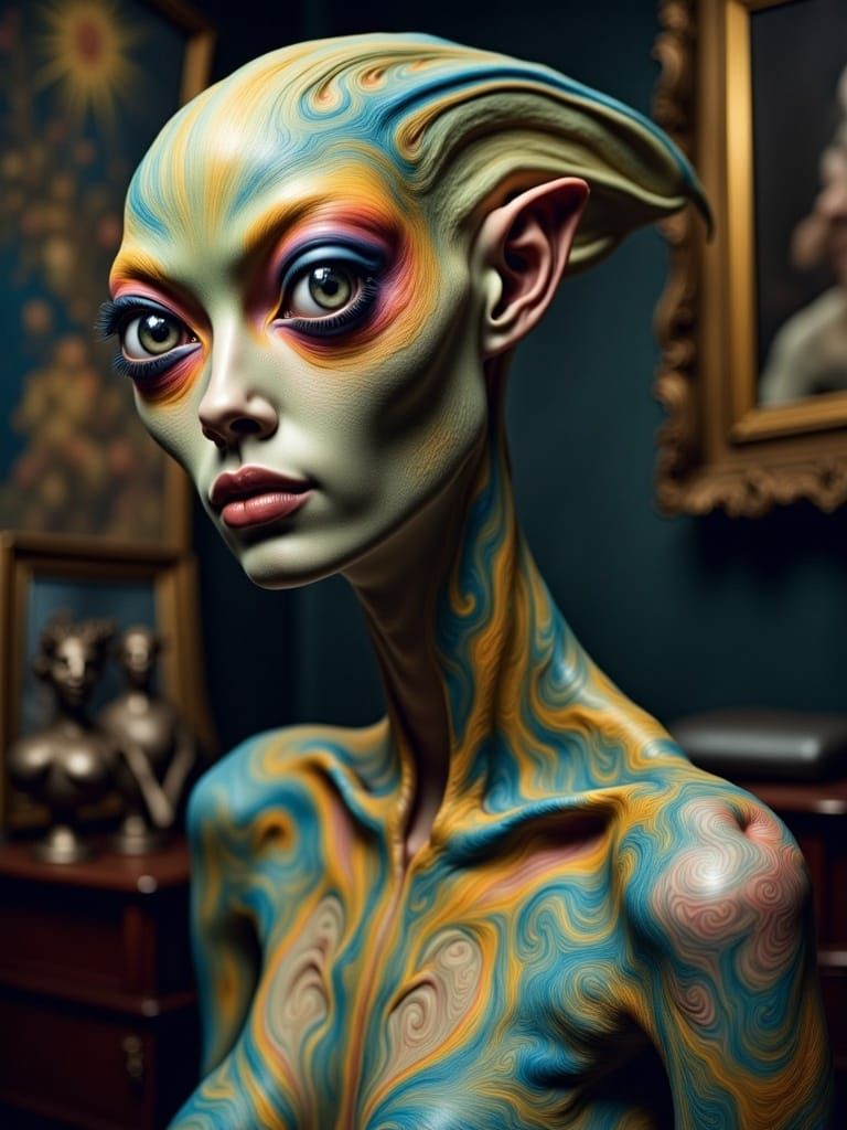 Exotic Aliens with Colorful Skin and Fashionable Clothing