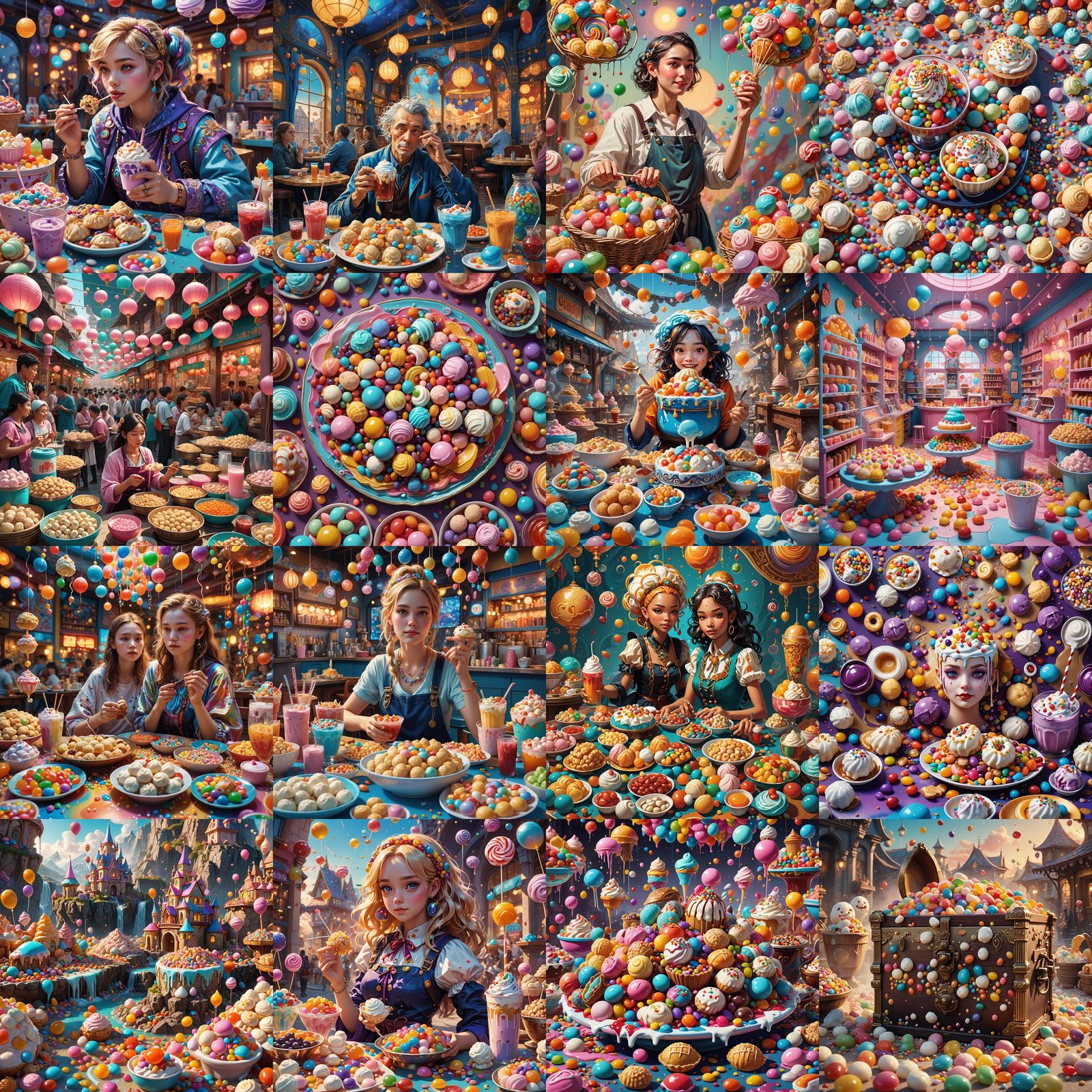 Fantastical Meal with Dumplings and Sweets