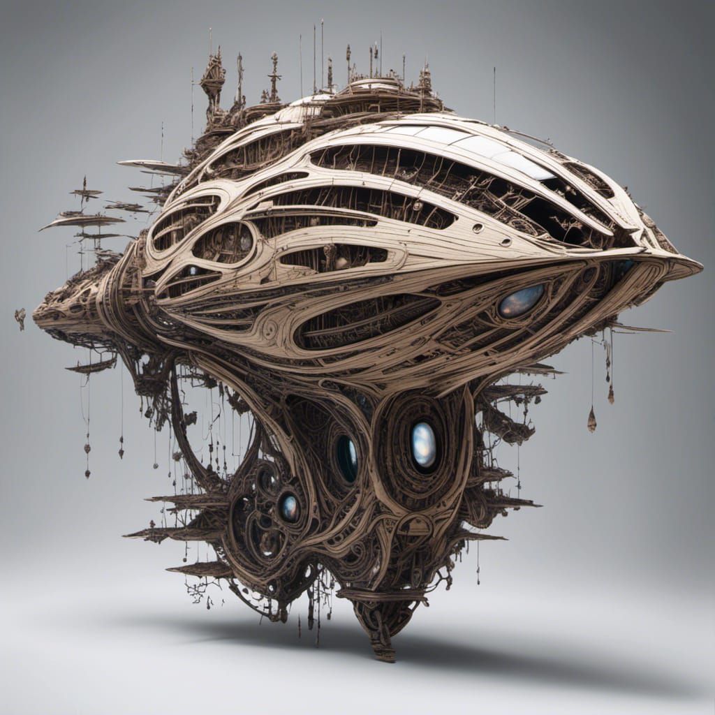 Elegant Biological Spaceship Soaring Through Space