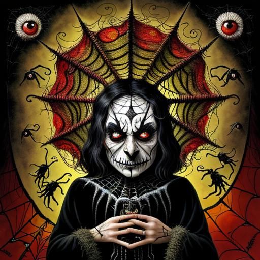 Pagan's Torment: Spiderweb Eyes in Surreal Style