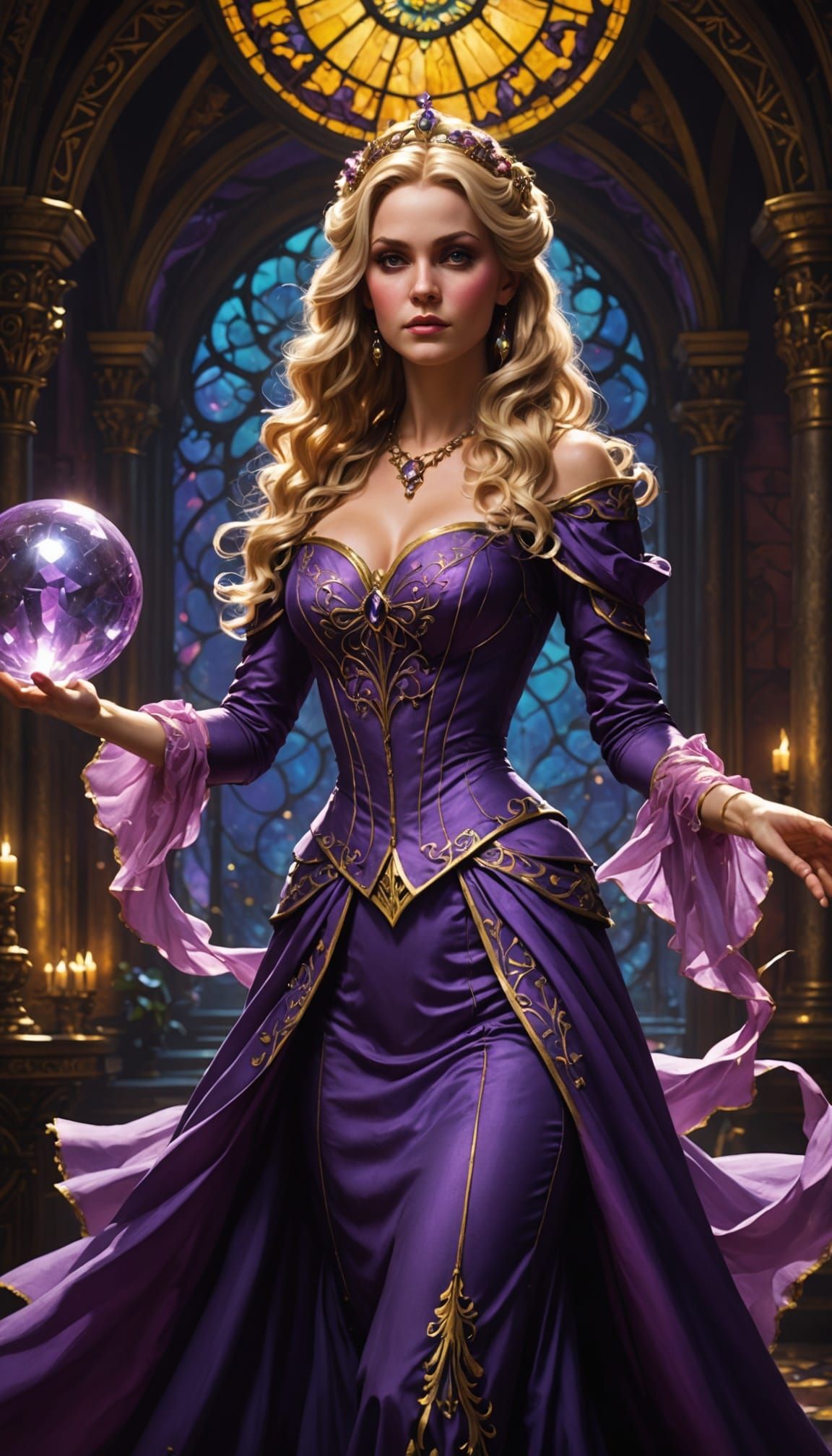 Ethereal Sorceress in Emerald City, Dark Fantasy Masterpiece