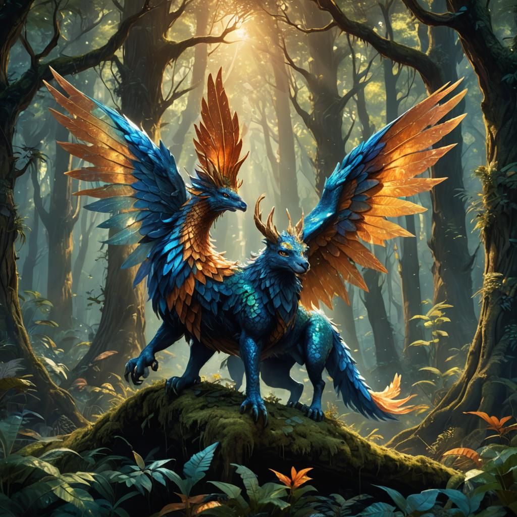 Mythical Creature in Mystical Forest: Fantasy Concept Art
