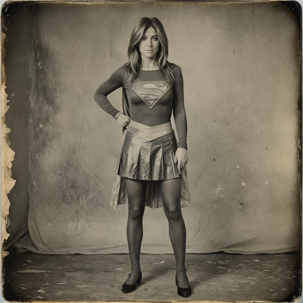 Jennifer aniston dressed as supergirl