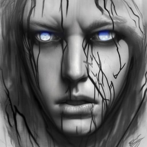 Sinister Tree Human in Charcoal Drawing