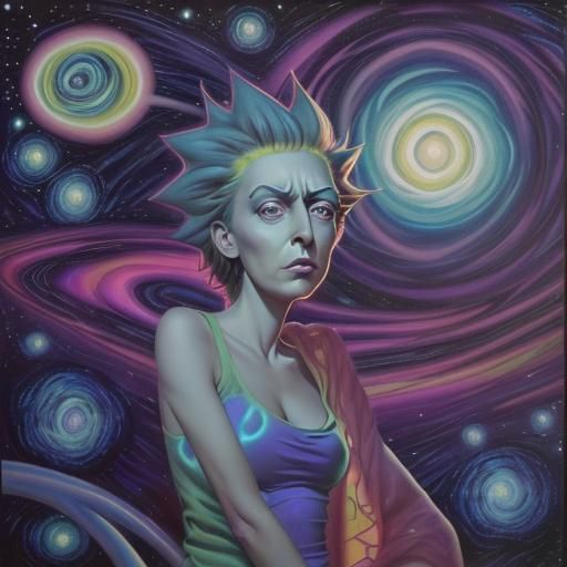 Rick and Morty psychedelic Starry Night Julie Bell