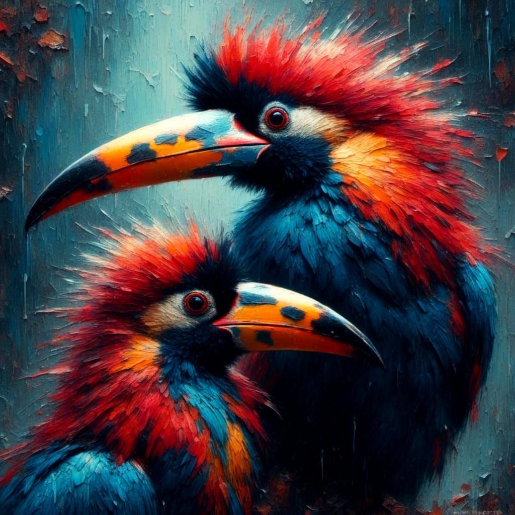 Close-Up of a Toucan in Oil Painting Style