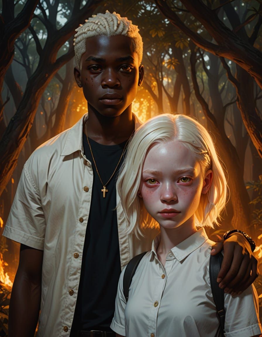 Concept Art: Ebony Boy and Albino Girl in Contrast