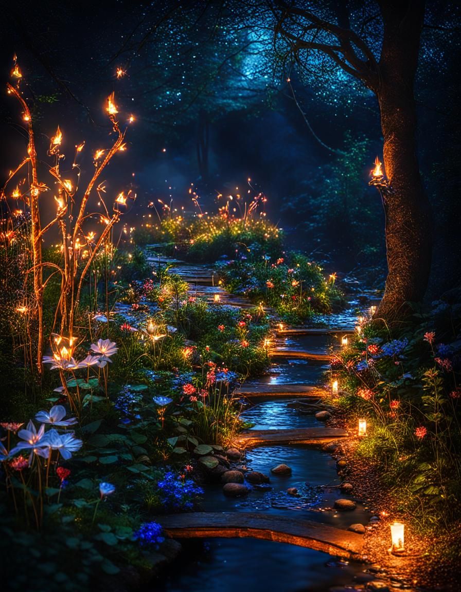 Enchanted Fairy Lights in a Mysterious Forest