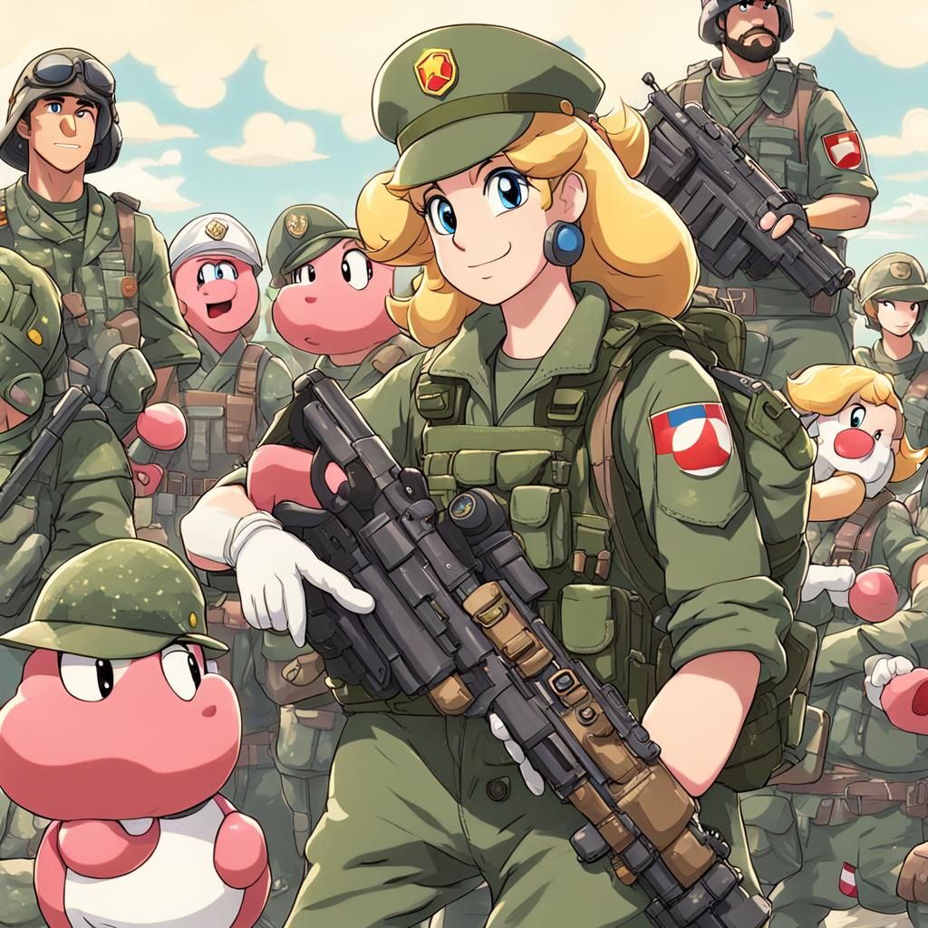 Princess Peach in Military Attire