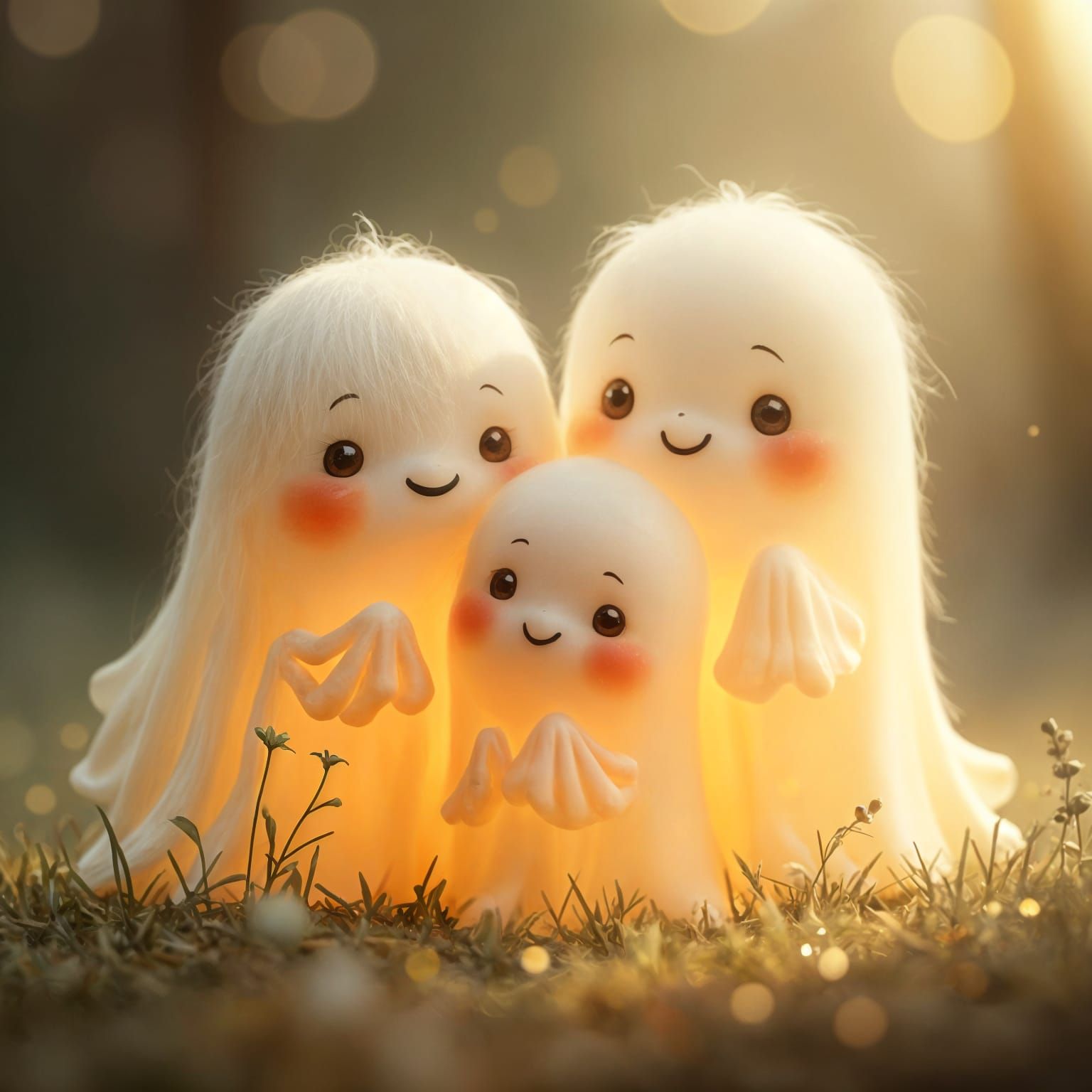 Cute Ghost Family Portrait in Pixar Animation Style