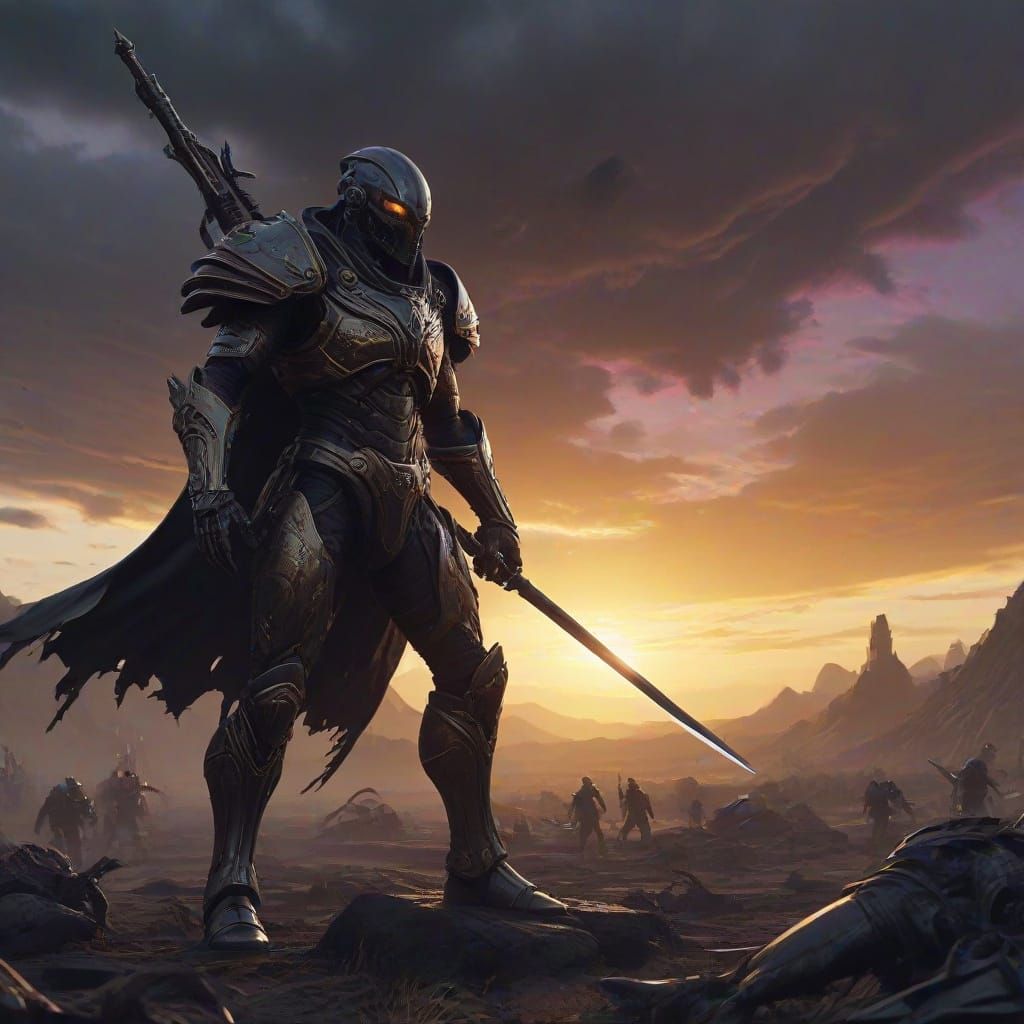 Dark Fantasy Armies Clash in a Barren Battlefield
