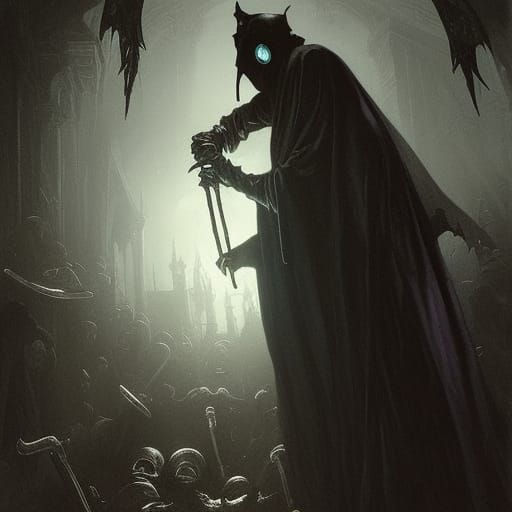 Dark Elf Plague Doctor Queen in Horror Style