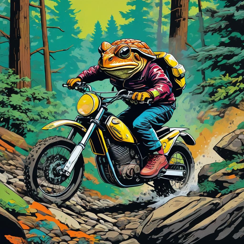 Cane Toad Motorcross Crash in Pop Art Style