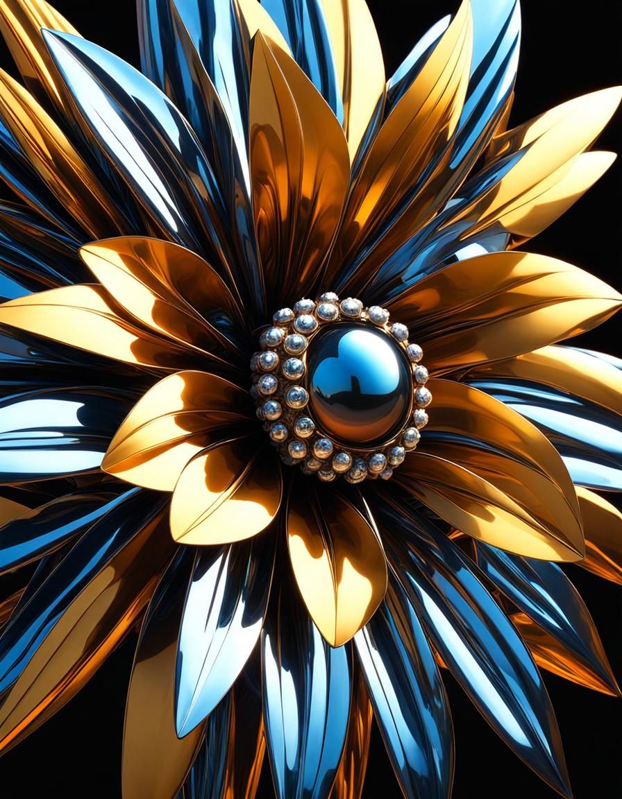 Metal Flowers beautiful colorful complex elegant flickering light hyperdetailed light dust liminal space photorealistic ...