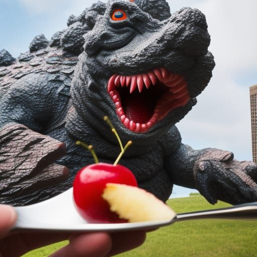 Godzilla visits Minneapolis and eats the giant cherry on the spoon