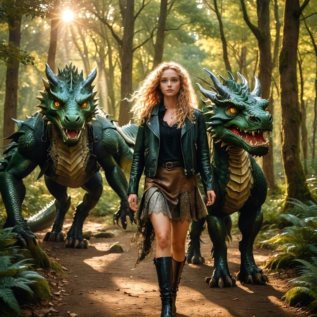 Woman with Dragon: Ballet Skirt and Leather Boots