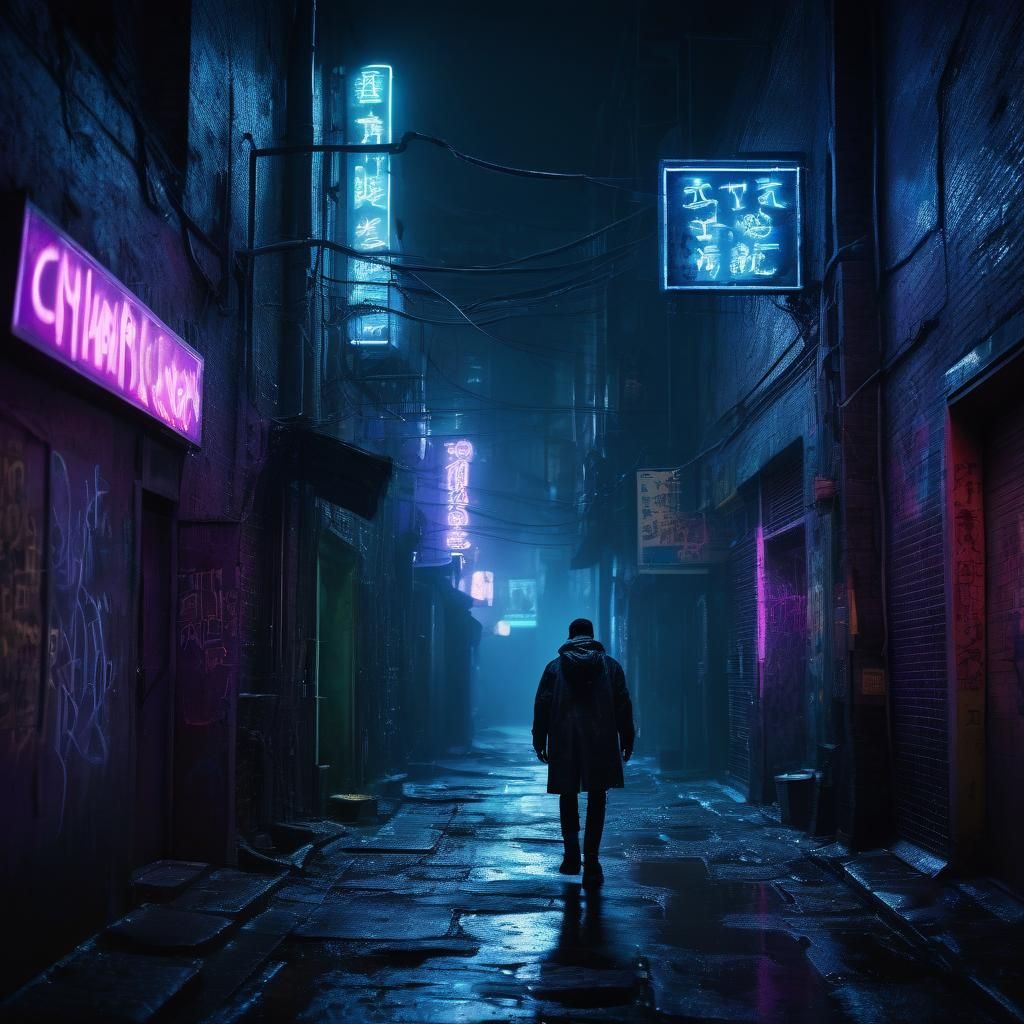 Neon Alleyway in Cyberpunk Style