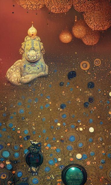 Crowned Fat Cat: Intricate Digital Painting