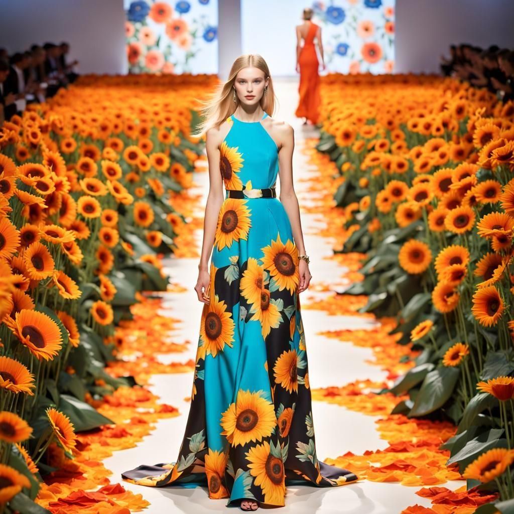 Floral Evening Dress on Fashion Runway