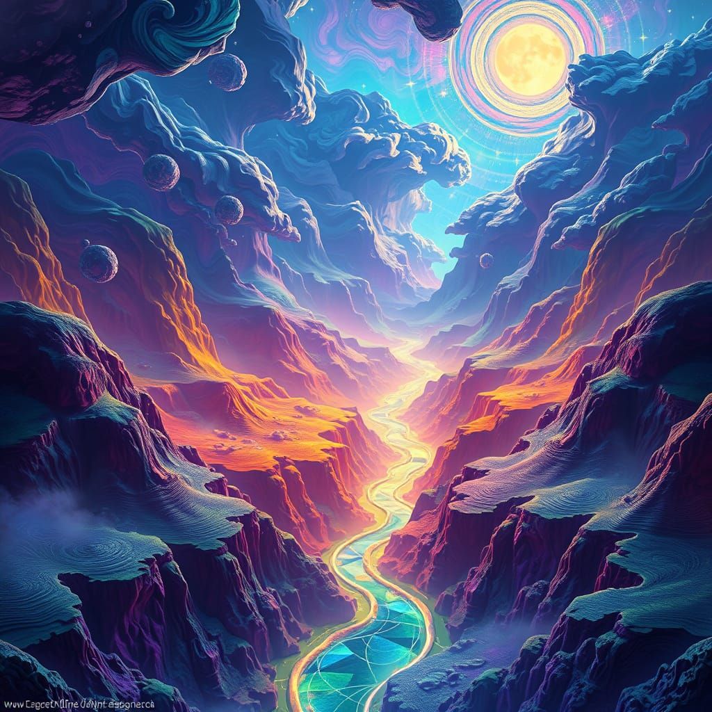 Dreamlike Tapestry of Vibrant Colors and Impossible Geometri...