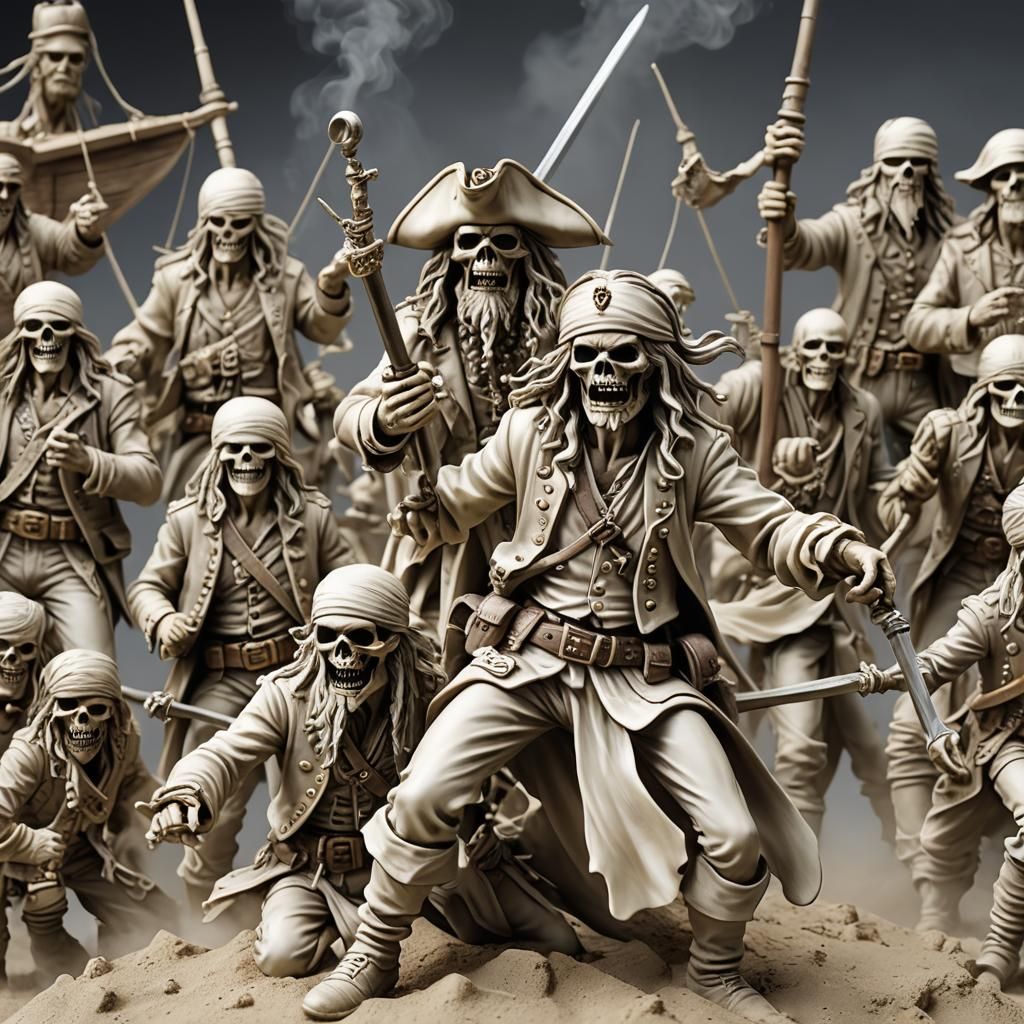 Hyperrealistic Ivory Figurines of Pirates and Eddie