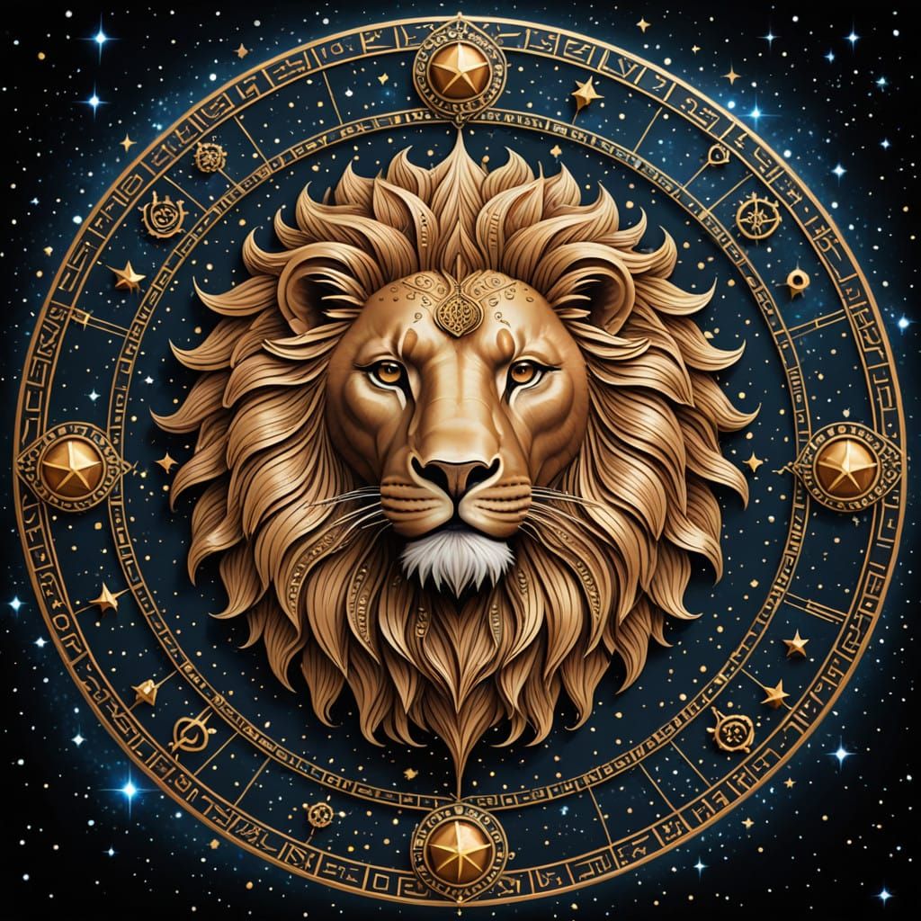Leo Zodiac God Made of Celestial Ideograms