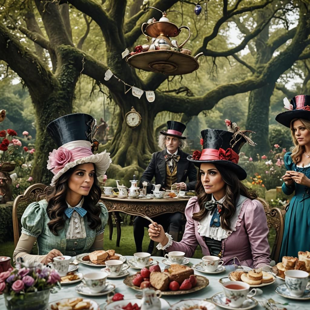 Lucy Verasamy and Trish Stratus at Mad Hatter's Tea Party