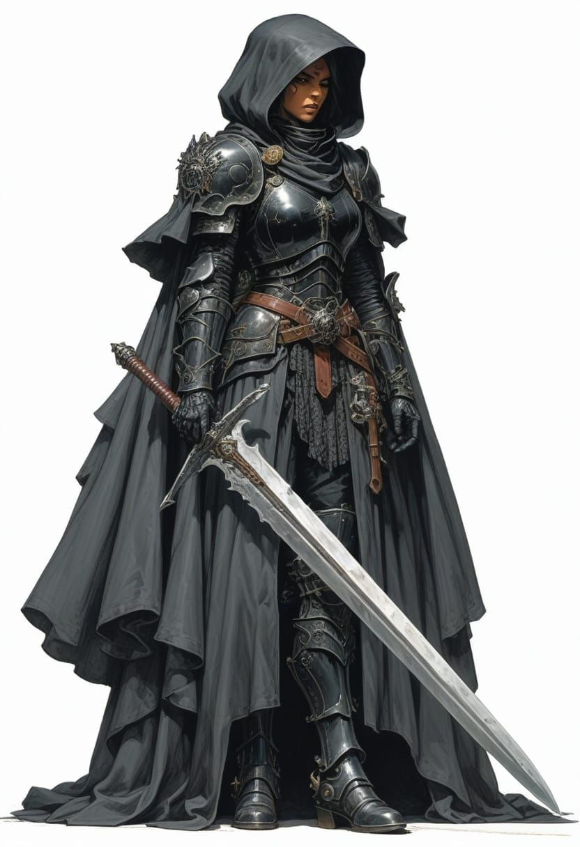 Female Widow Knight with Sci-Fi Power Sword