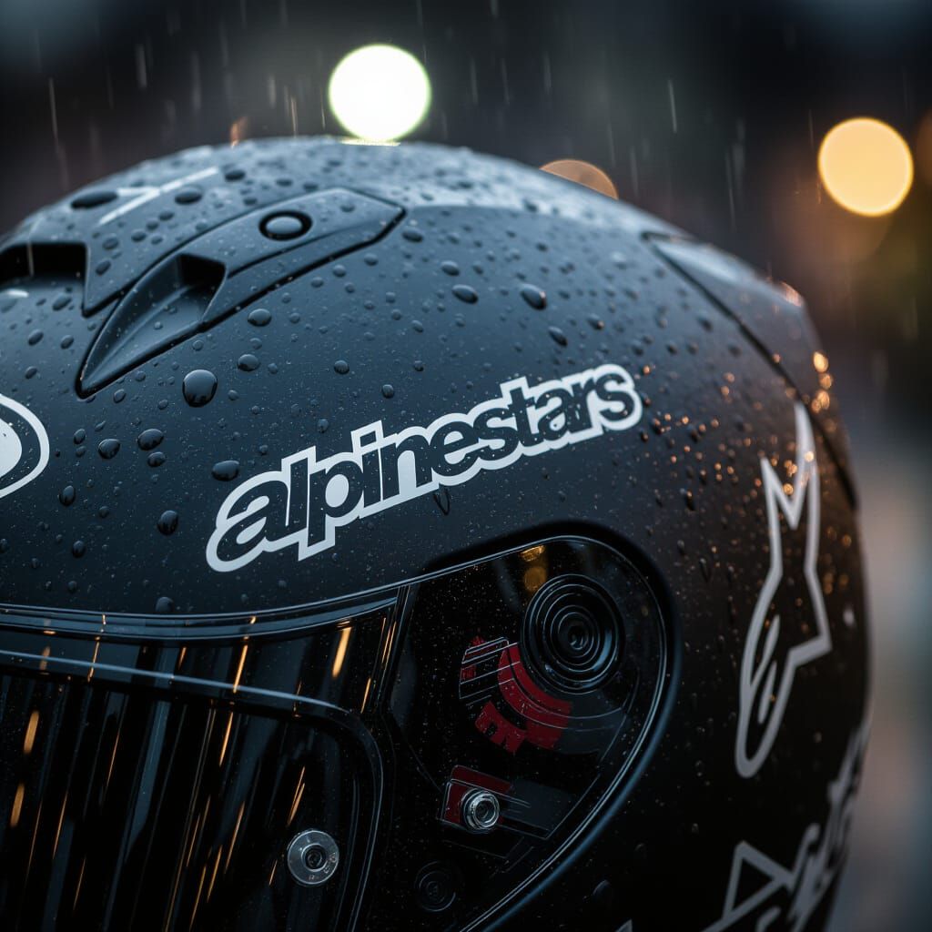 Alpinestars Helmet Vent Close-Up with Rain