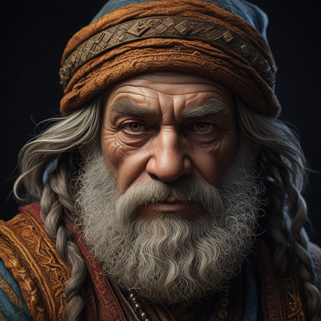 Baroque Fantasy Portrait of a Gruff Dwarf Alchemist