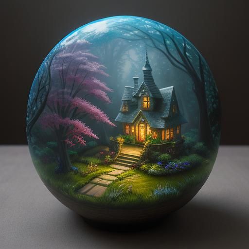 Micro Fairytale World Carved and Painted on Egg