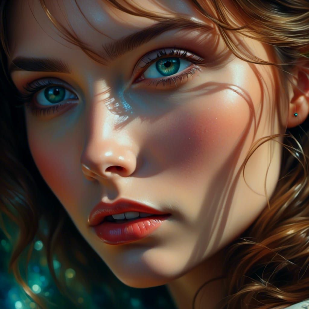 Captivating Close-up of a Beautiful Woman with Emerald Eyes
