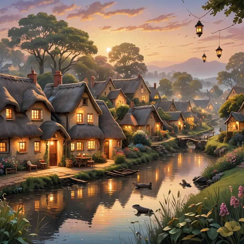 Whimsical Village by a South African River